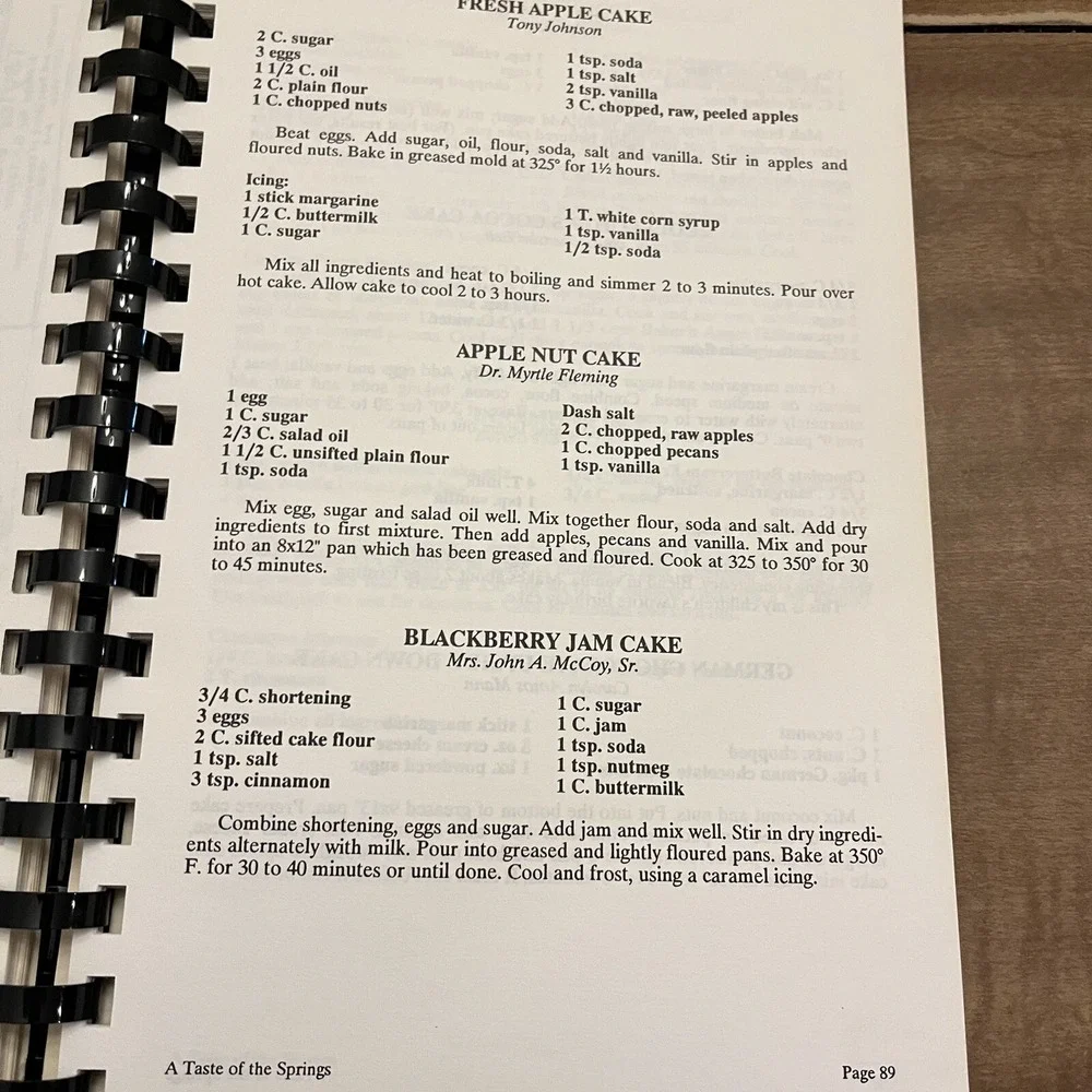 VTG A Taste of The Springs Cookbook Franklin Springs Georgia Church 1994 Comb